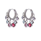 Brinco Argola Prata com Zircônia Coloridas