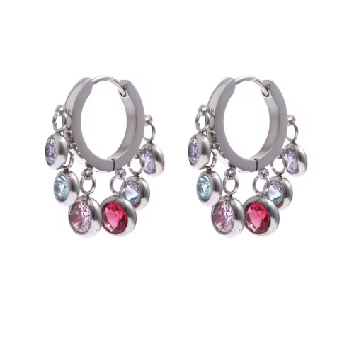 Brinco Argola Prata com Zircônia Coloridas