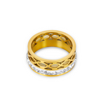 Anel Mosaico com Zircônia Banhado a Ouro 18K