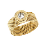 Anel Roma Malha com Zircônia Banhado a Ouro 18K