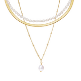 Colar Lume Triplo com Pérolas Banhado a Ouro 18k