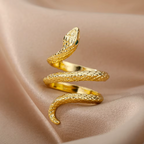 Anel Cobra Texturizada Banhado a Ouro 18k