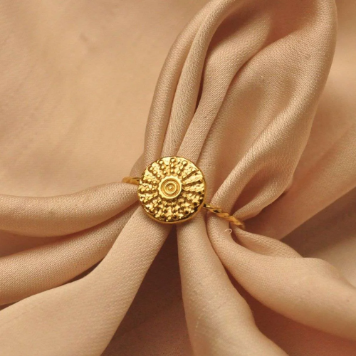 Anel Sol Ajustável Banhado a Ouro 18K