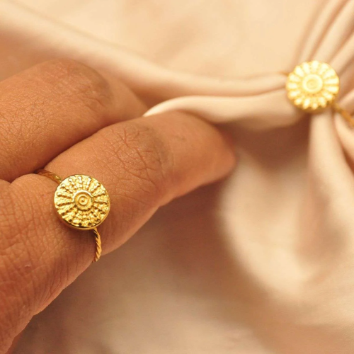 Anel Sol Ajustável Banhado a Ouro 18K