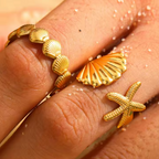 Anel Concha Banhado a Ouro 18K