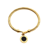 Bracelete Pingente Ônix Banhada a Ouro 18k