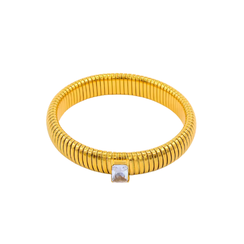 Bracelete Texturizado com Pedra de Zircônia