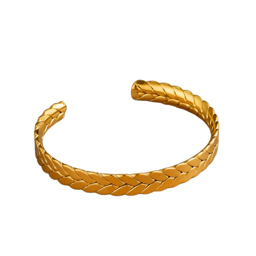 Kit Bracelete e Pulseira Trancado Banhado a Ouro 18k