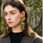 Brinco Longo Flor Banhado a Ouro 18k