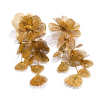 Brinco Longo Flor Banhado a Ouro 18k