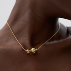 Colar com Pingente Bola Dupla Banhado a Ouro 18k