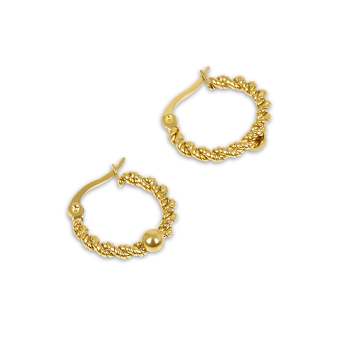 Brinco de Corda Torcida Banhado a Ouro 18K