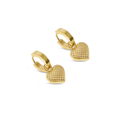 Brinco Pingente Coração Banhado a Ouro 18k