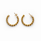 Brincos Meia Argola Torcido Banhado a Ouro 18k
