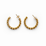 Brincos Meia Argola Torcido Banhado a Ouro 18k