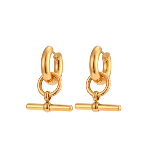 Brinco Argolinha com Pingente Banhado a Ouro 18K