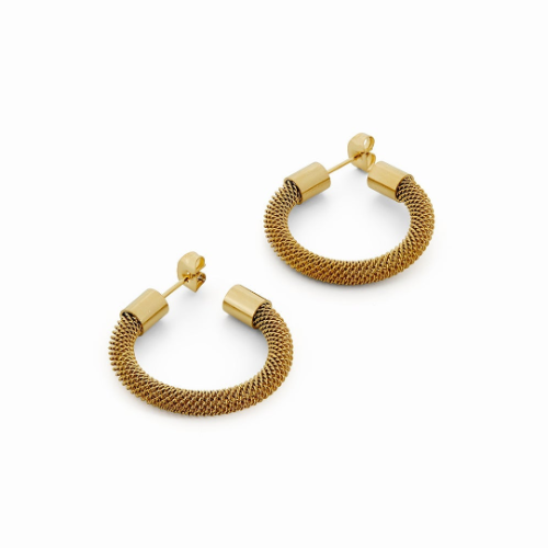 Brincos de Argola de Malha Banhado a Ouro 18k