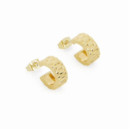 Brinco Texturizado Banhado a Ouro 18K