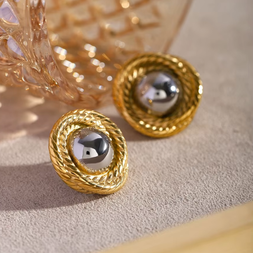 Brinco Lune Dourado e Prata Banhado a Ouro 18K