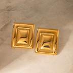 Brinco Retangulares Dourado Banhado a Ouro 18K