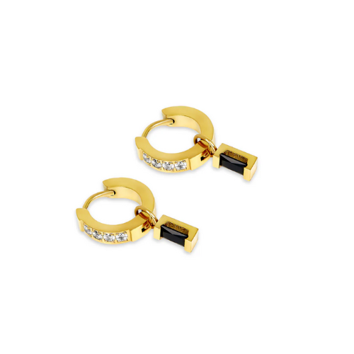 Brinco Dourado com Zircônia e Opala Banhado a Ouro 18K