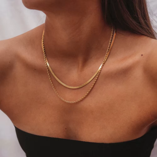 Colar Duplo Lunelle Banhado Ouro 18K