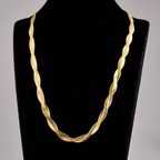 Colar Trançado 2 Camadas Banhado a Ouro 18k