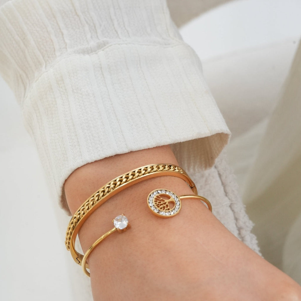 Bracelete Arvore de Vida Banhado a Ouro 18K