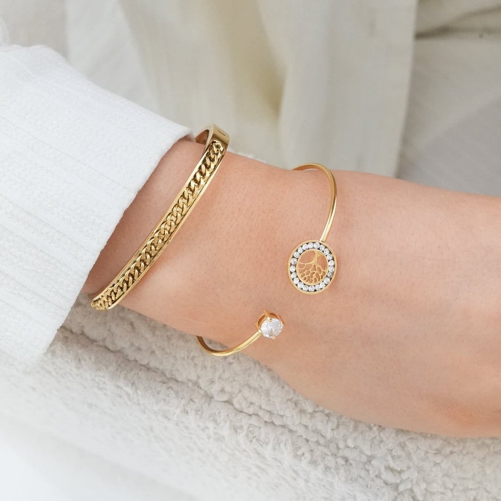 Bracelete Arvore de Vida Banhado a Ouro 18K