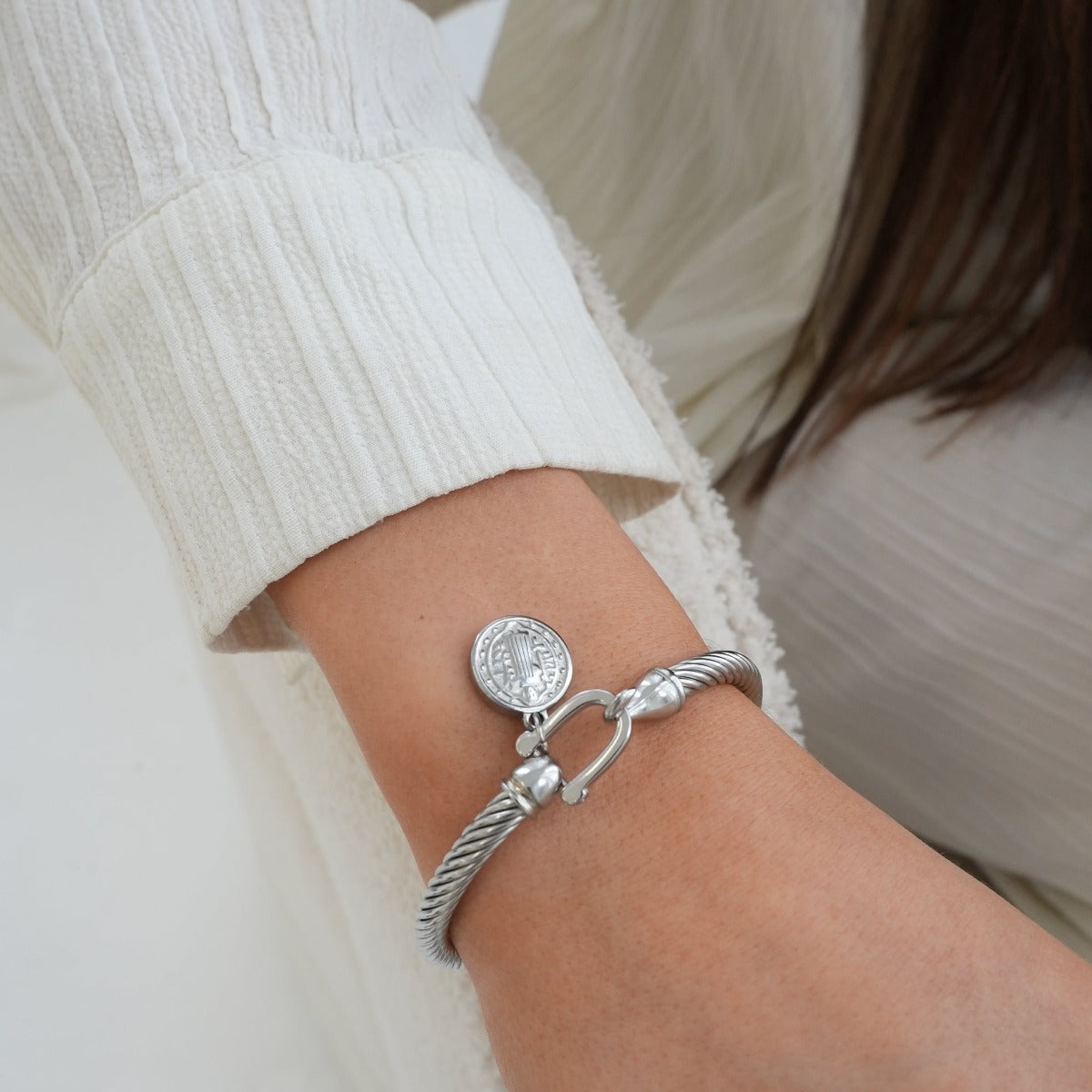 Bracelete com Pingente de São Bento Prata