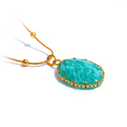 Colar com Pingente Pedra Natural Amazonite Azul