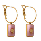 Brinco Argola com Pedra Natural Rosa