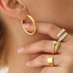 Anel Espiral com Zircônia Banhado a Ouro 18K