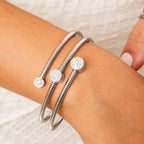 Bracelete Espiral com Pedras de Zircônia Prata