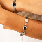 Pulseira Monocroma de Prata de Onix Prata