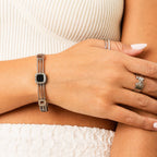 Bracelete Roman com Pedra de Onix Prata