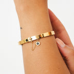 Bracelete Pingente com Flor Banhado a Ouro 18k