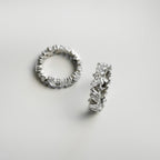 Anel Cravejado Zircônia Irregular Prata