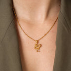 Colar Pingente de Cobra Dourado Banhado a Ouro 18K