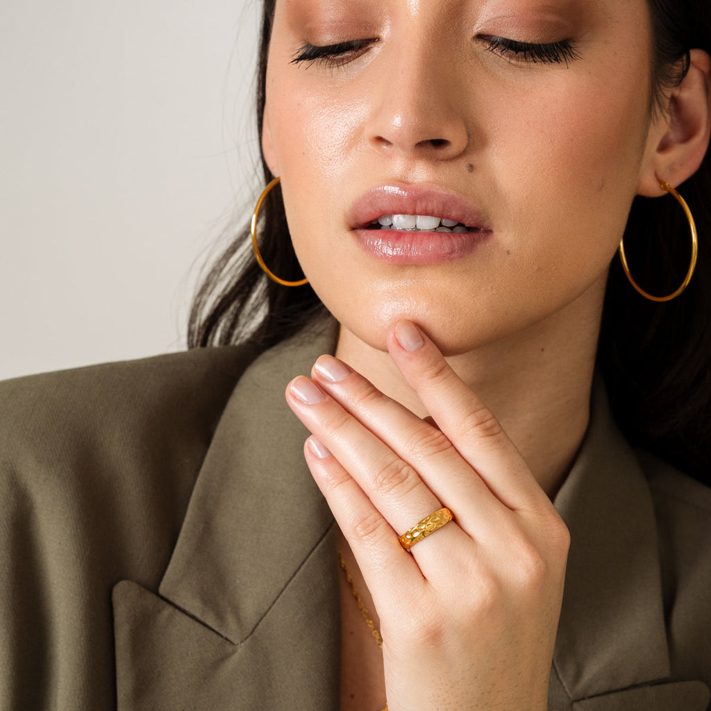 Anel Irregular Ajustável Banhado a Ouro 18K