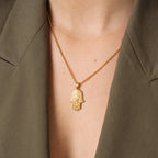 Colar de Mão Hamsa Banhado a Ouro 18k