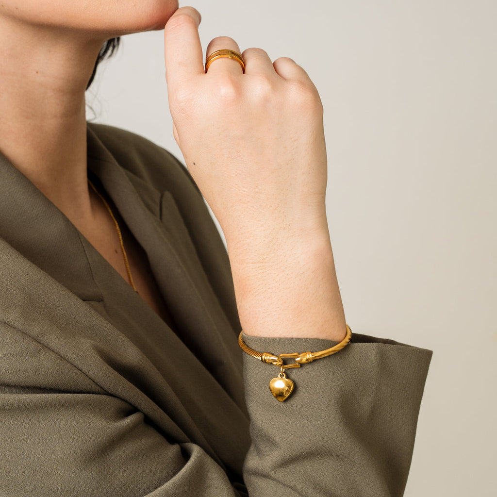 Bracelete Pingente Coração Banhado a Ouro 18k