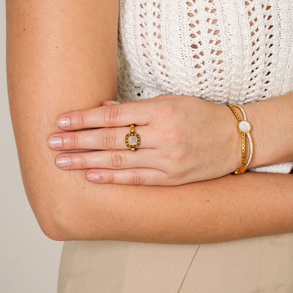 Anel Numeral Romano Banhado a Ouro 18K