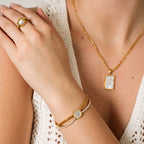 Bracelete de Pedra de Vênus Banhado a ouro 18k