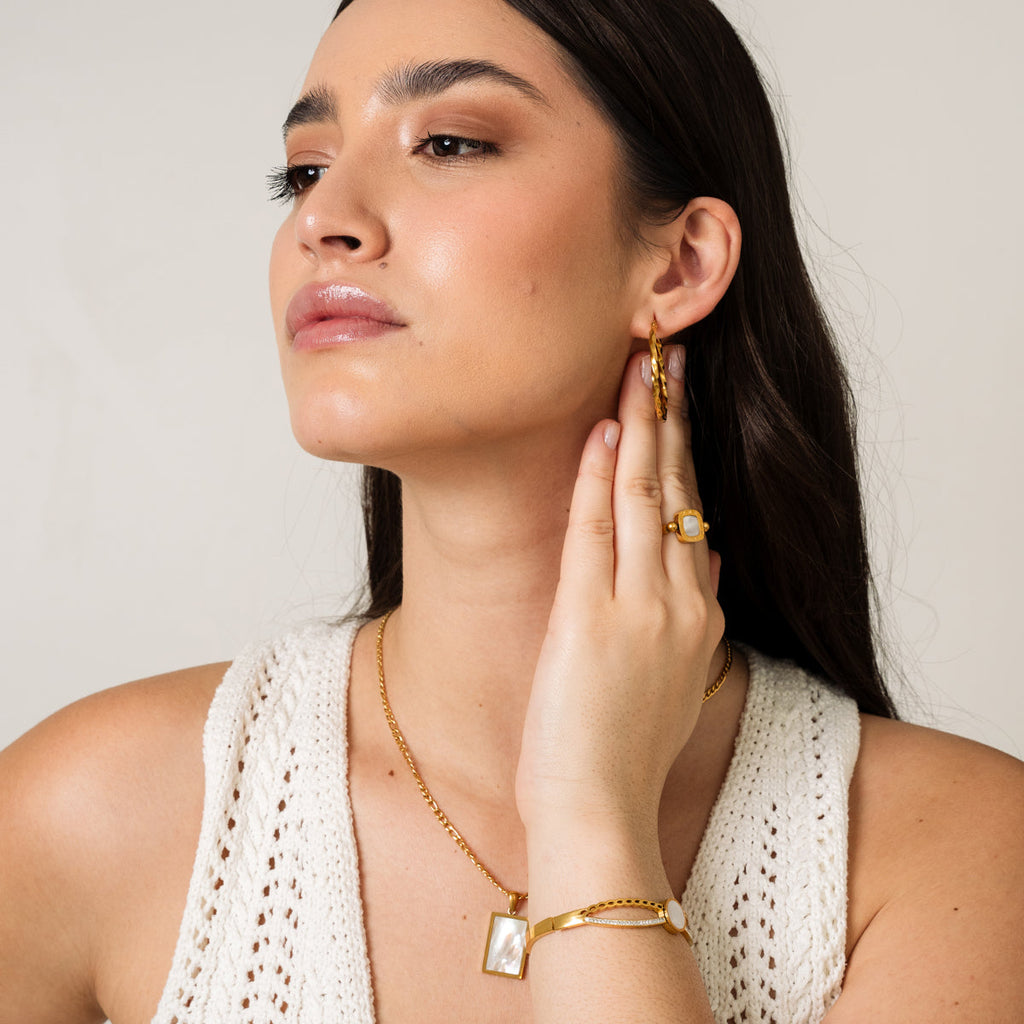 Bracelete de Pedra de Vênus Banhado a ouro 18k