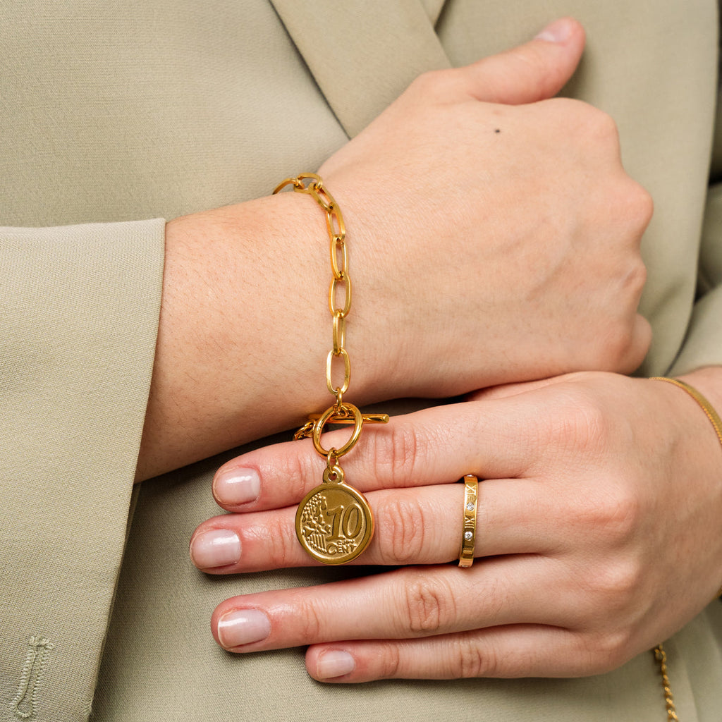 Pulseira 10 Centavos Banhado a Ouro 18k