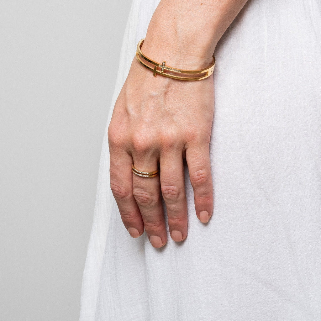 Bracelete Cruz Dupla Banhado a Ouro 18k