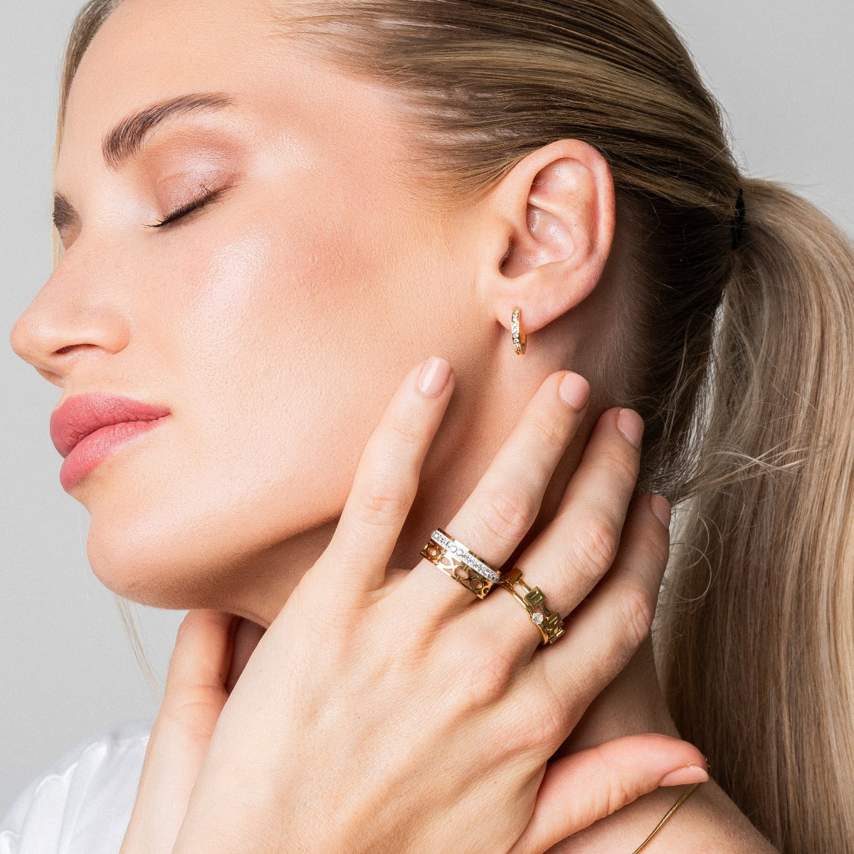 Anel Mosaico com Zircônia Banhado a Ouro 18K
