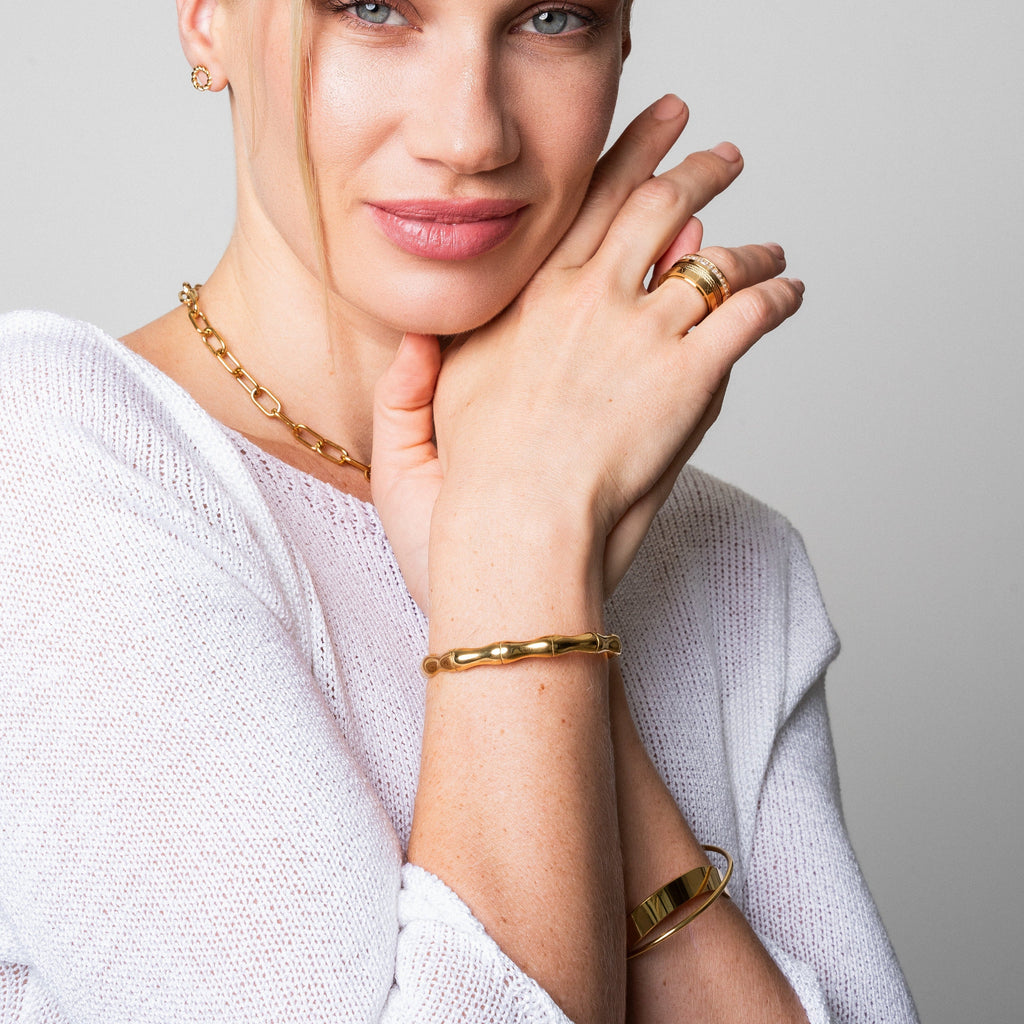Bracelete Bambu Banhado a Ouro 18k