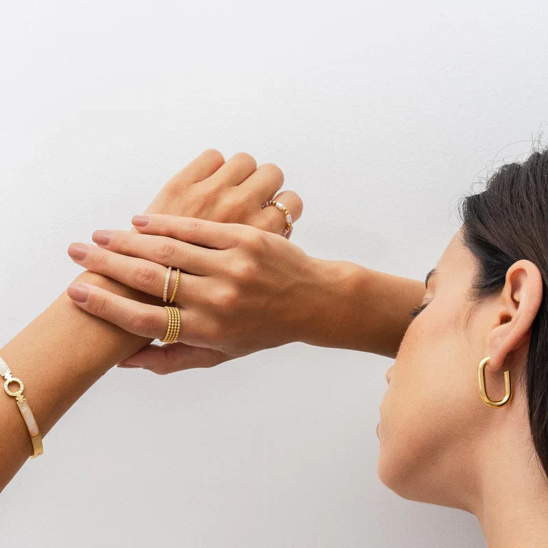 Anel Minimalista Bolinhas Banhado a Ouro 18K